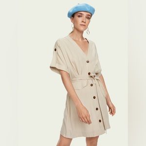Scotch & Soda V-neck Button-down Drapey Safari Dress